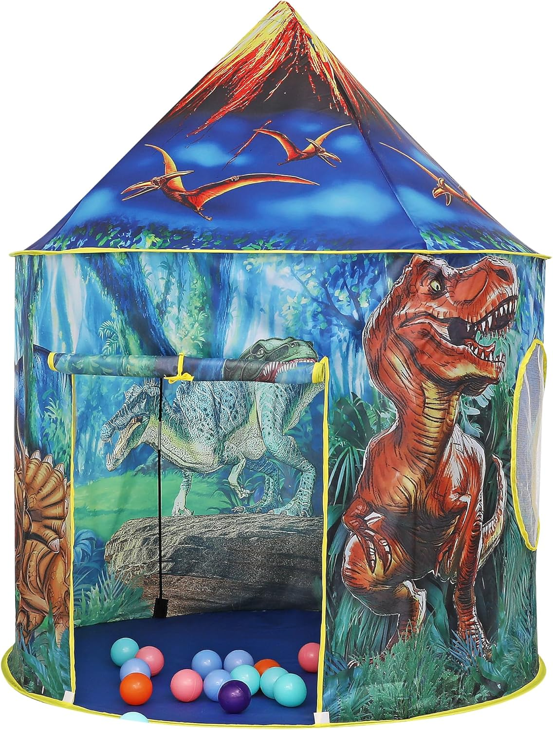 Kids Play Tent Kids Teepee Tent Dinosaur Castle Play Tent Pop up Tent Children Playhouse for Indoor Outdoor Portable Playhouse Boys & Girls Birthday Gift image number 1