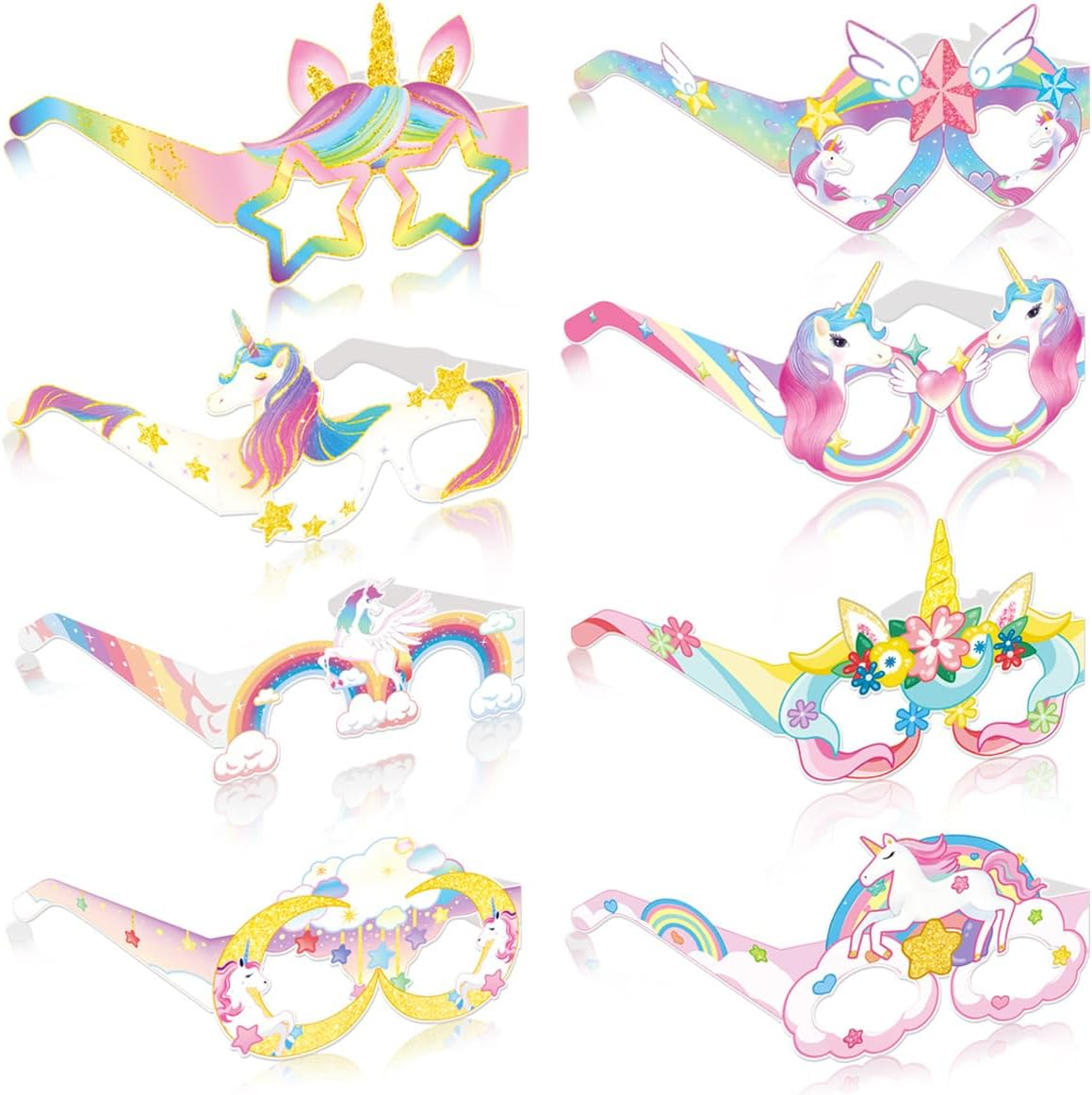 Levigo 8Pcs Unicorn Glasses Unicorn Creative Party Glasses Colourful Unicorn Paper Fun Glasses for Birthday Gifts Favours Photo Props image number 3
