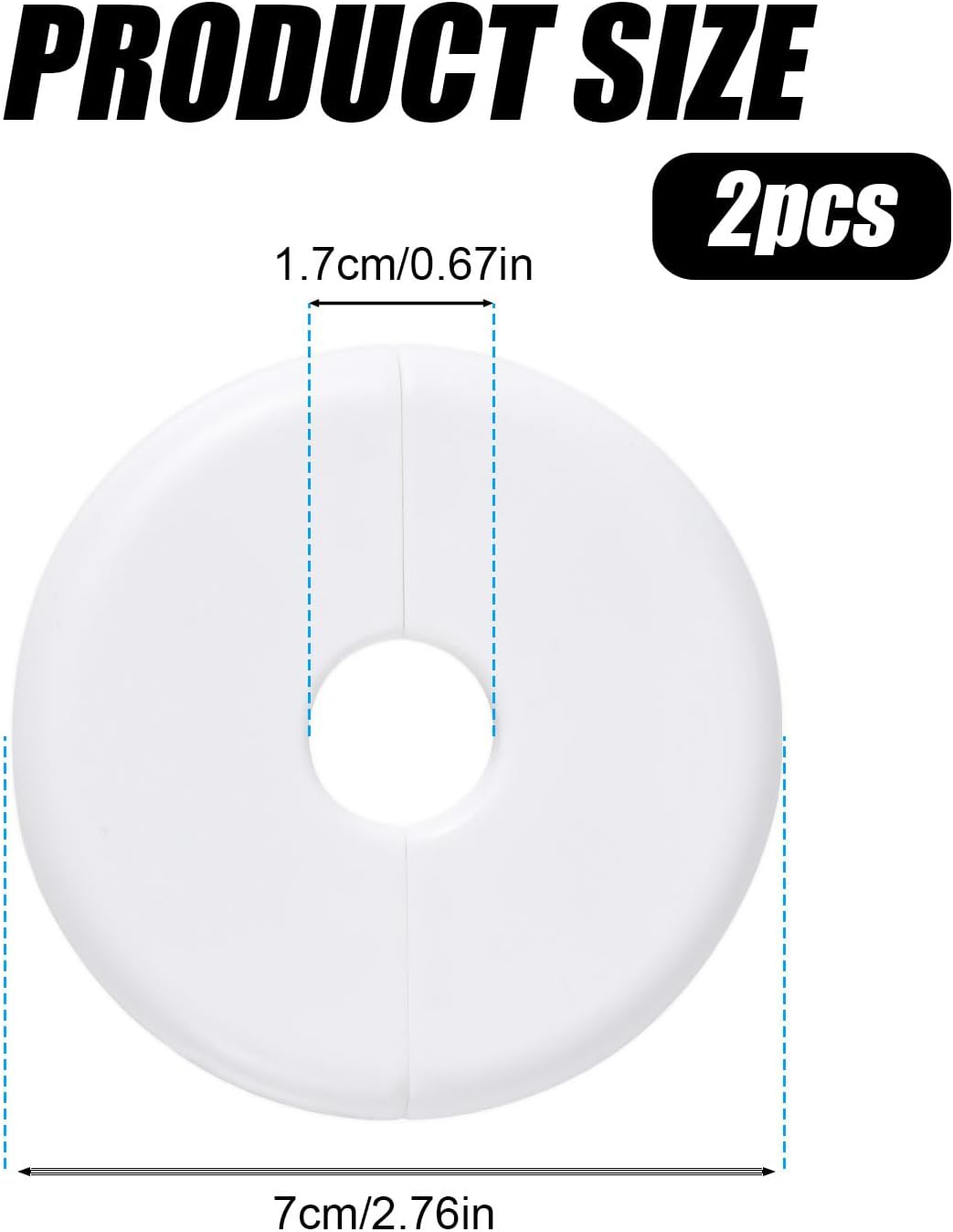2Pcs Wall Split Flange, Self-Adhesive Escutcheon Plate for 17Mm/0.67In Diameter Water Pipes ABS round Plumbing Cover Plates with Buckle-Design for Faucet Kitchen Toilet (White) image number 5