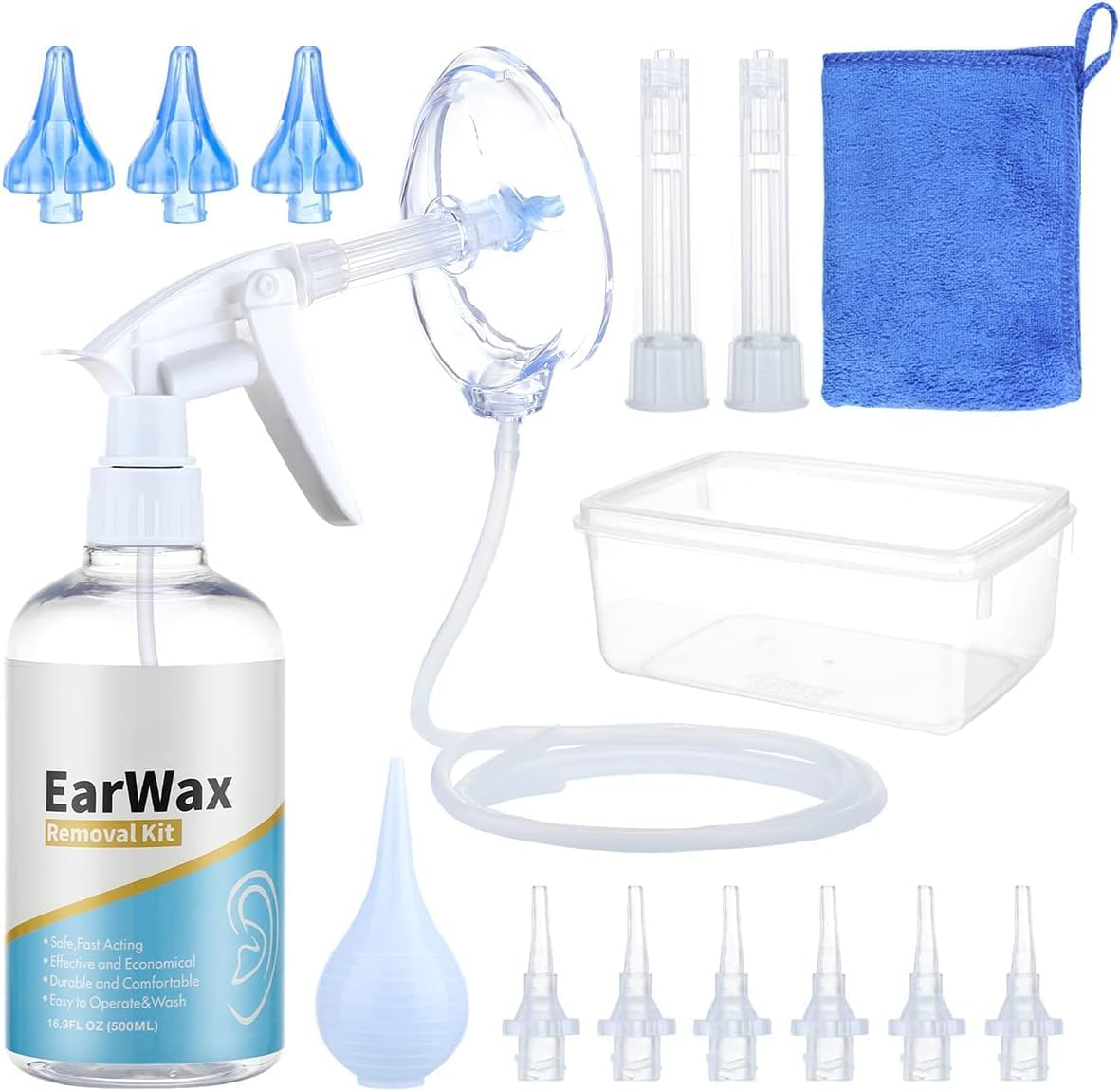 Ear Wax Removal Tool, Ear Cleaning Kits Safe Ear Irrigation Kit Ear Flush Kit for Adults Kid, Ear Wax Washer System Easy to Operate, Includes Basin, Syringe, Towel and Disposable Tips image number 5
