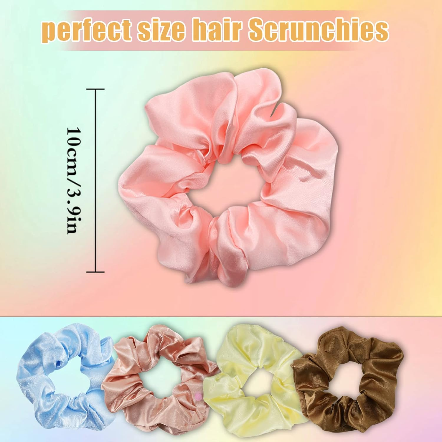 Silk Satin Hair Bobbles - Tonbao 12 Pieces Satin Hair Scrunchie Set, Silky Curly Hair Accessory for Women, Soft Silk, Elastic Hair Band Set Hair Bobbles Ponytail Holder (12 Colours) image number 2