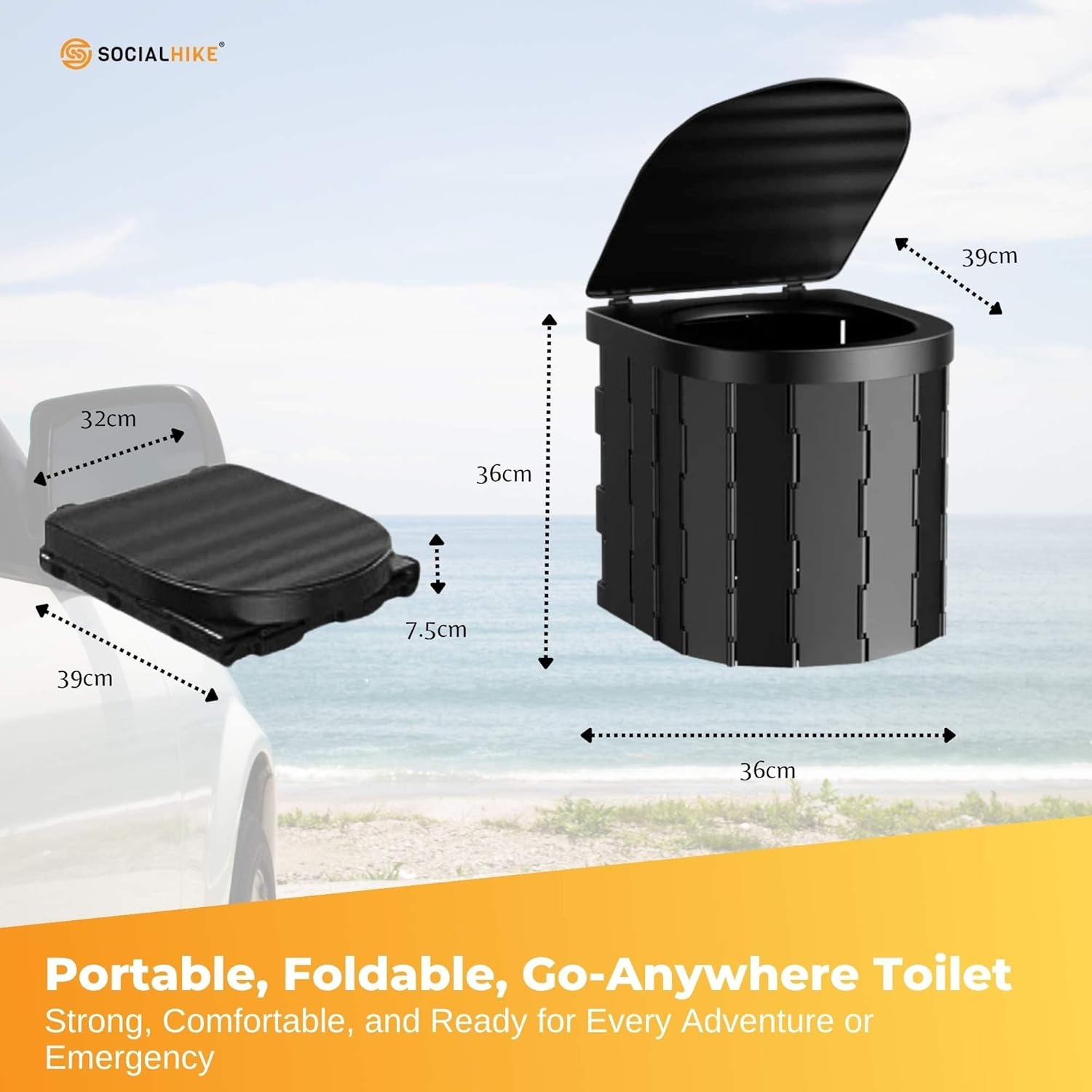 Social Hike Portable Folding Camping Toilet - Outdoor Lightweight Compact Potty image number 5