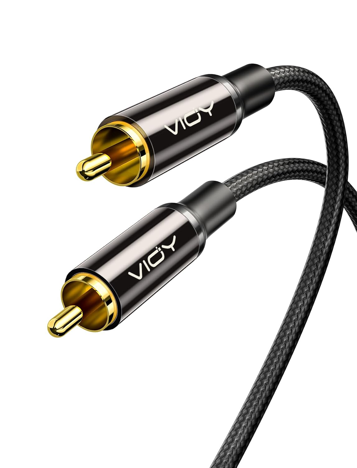 VIOY Coaxial Digital Audio Cable (6.6FT), [Gold-Plated & Braided] Subwoofer Cable RCA Male to Male Hifi 5.1 SPDIF Stereo Audio Cable for Home Theater, HDTV, Amplifier Speaker Soundbar image number 2