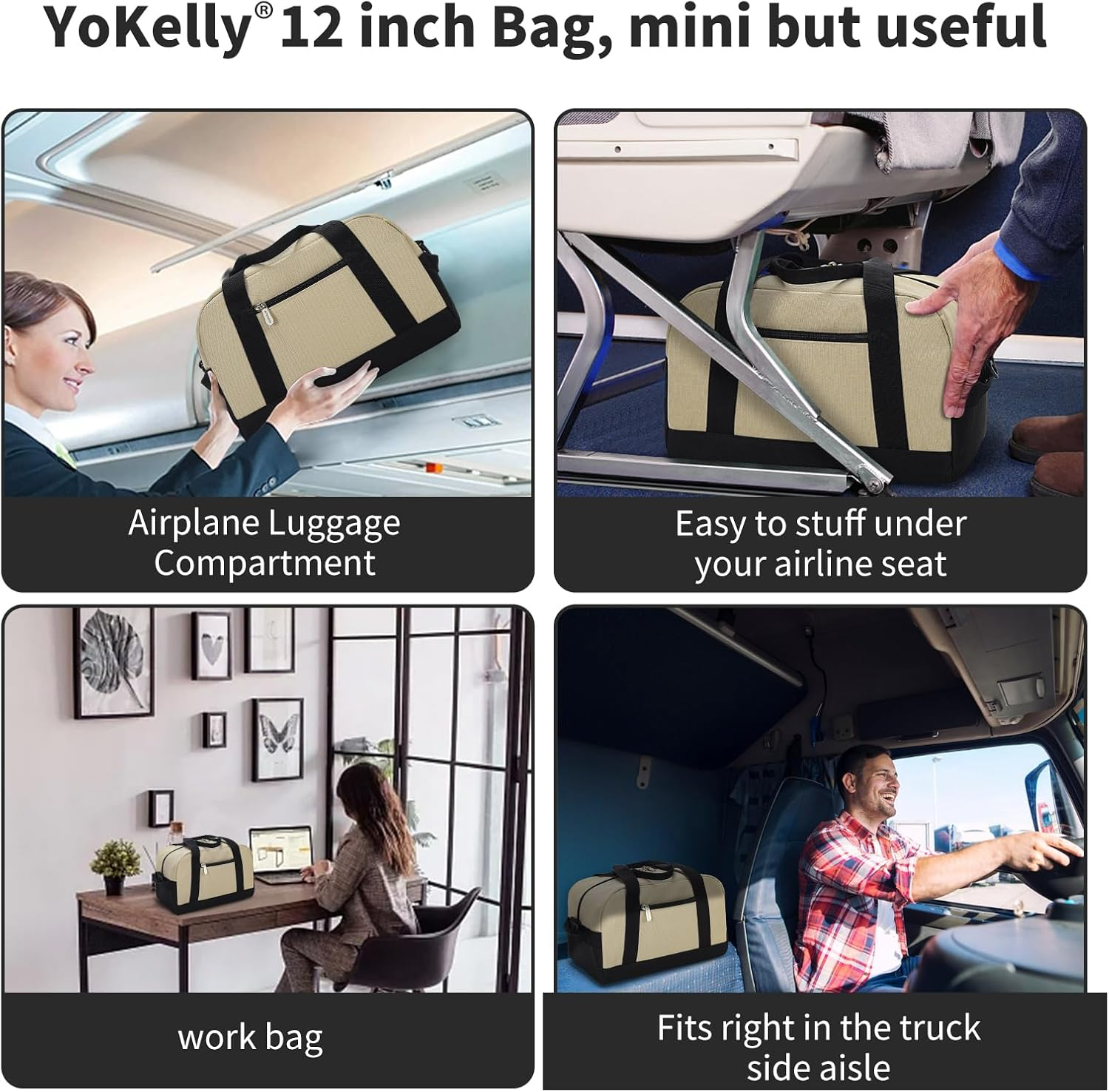 Small Gym Bag Carry on Bag - 12 Inch Mini Duffle Bag Lightweight for Overnight Travel, Camel, 12 Inch, Small Duffle Bag image number 1