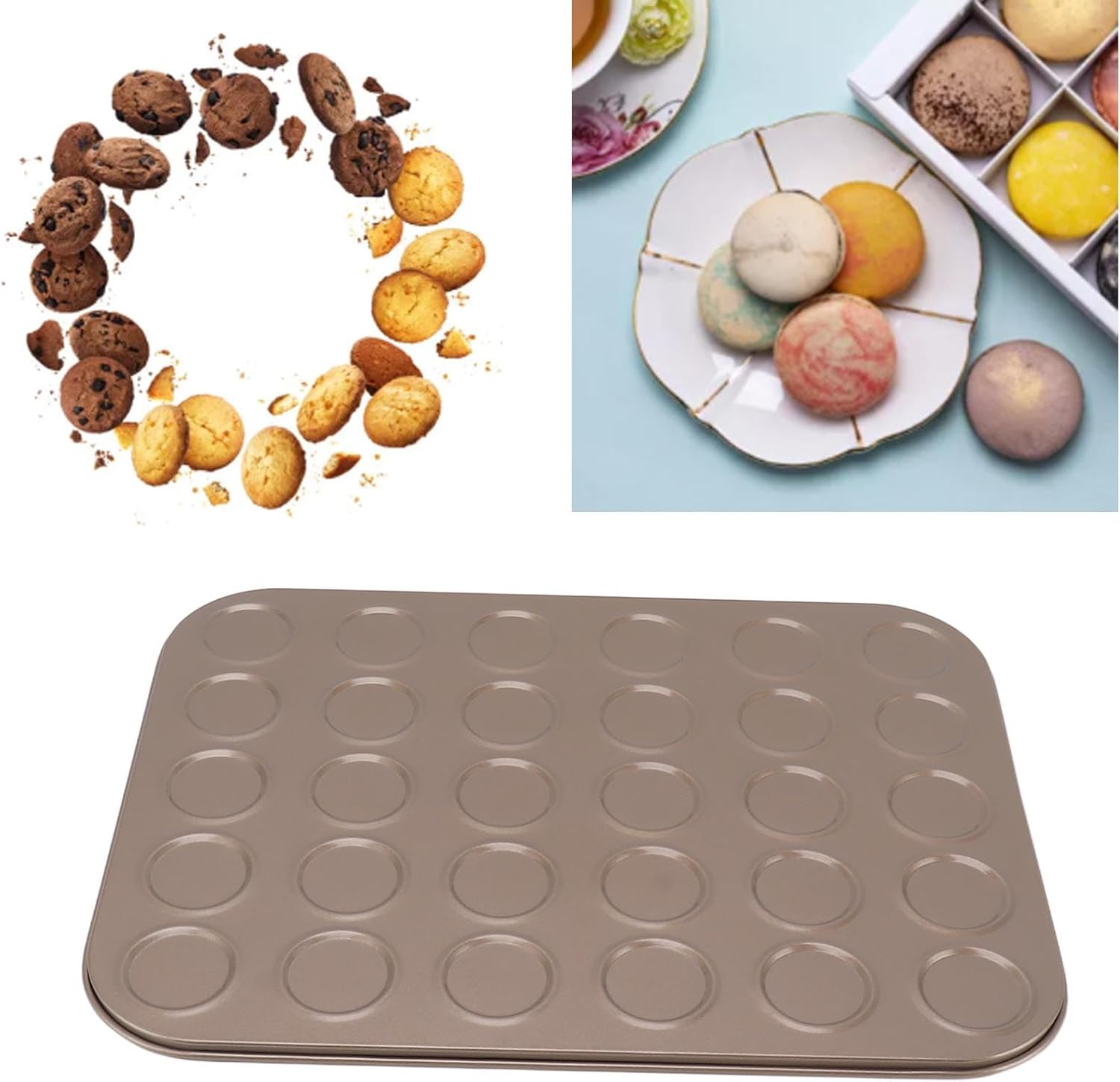 Muffin Top Baking Pan, Carbon Steel Bakeware for Oven Baking Non Stick Coating for Even Heat Distribution Cupcakes Muffins Candies (30 Hole) - 30 Hole image number 4