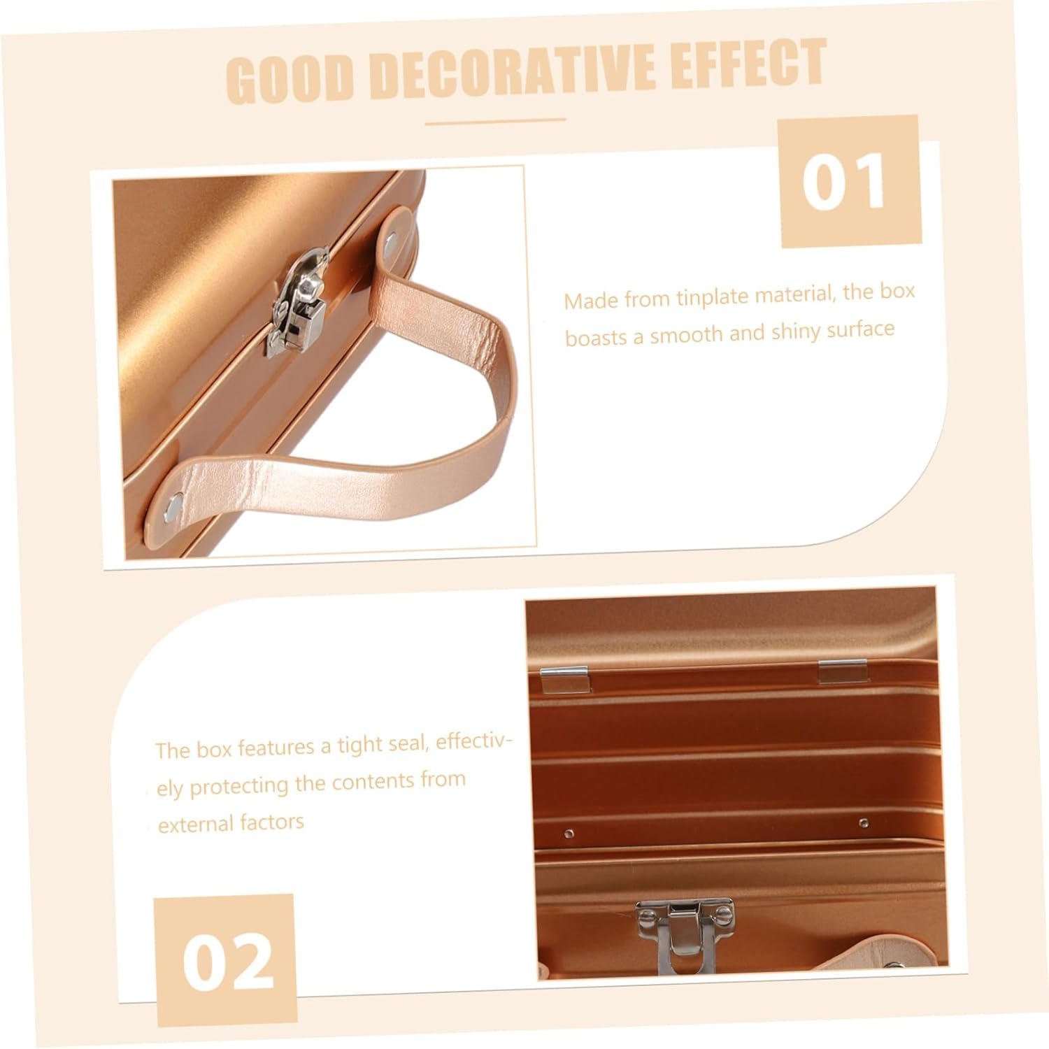 Zerodeko Handheld Tin Box Storage Container Jewelry Storage Box for Girls Craft Supplies Handheld Case image number 2