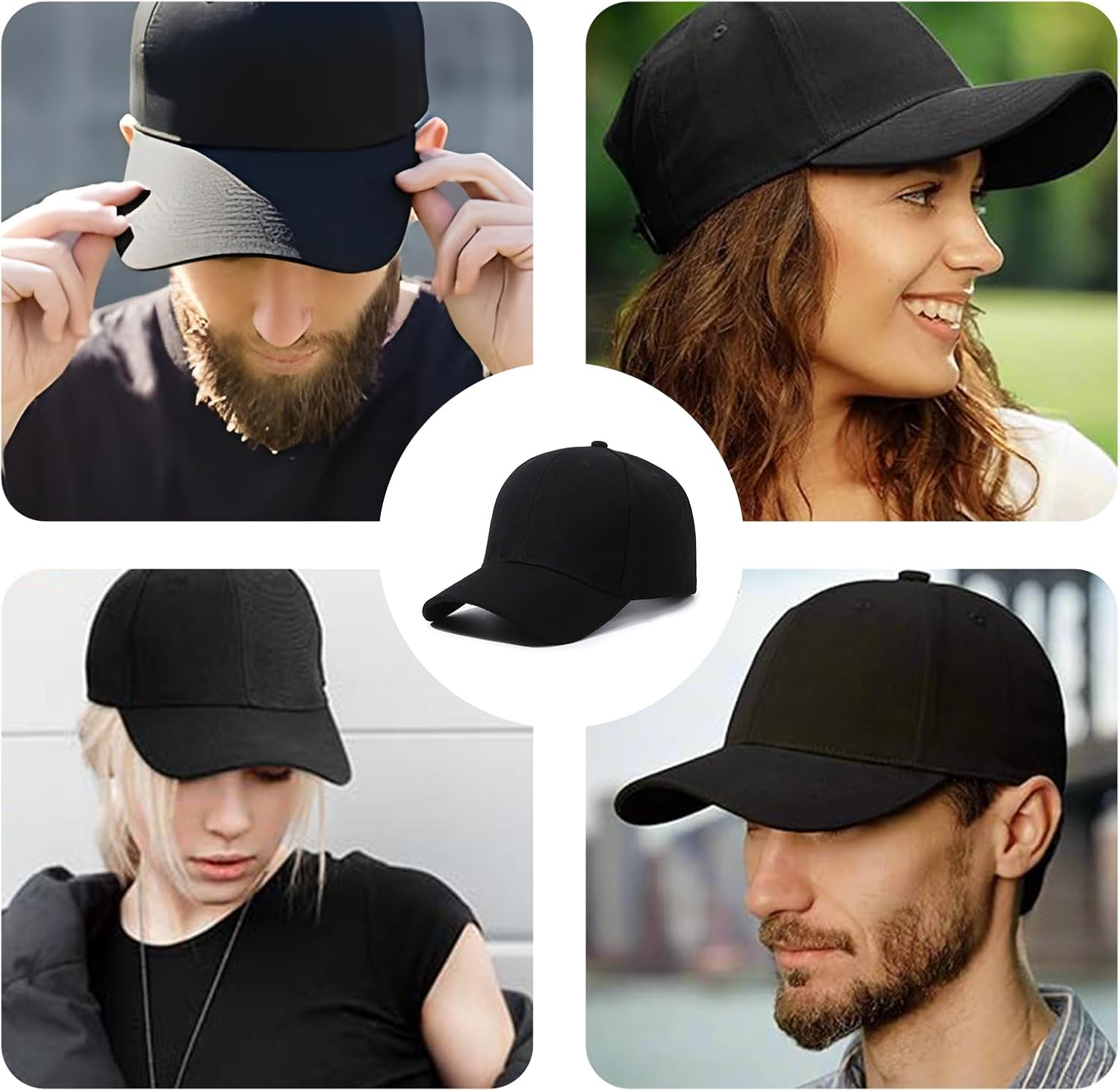 JZS Stiff Structured Front Panel Baseball Cap Golf Dad Trucker Hat for Men Women Adjustable Black image number 5