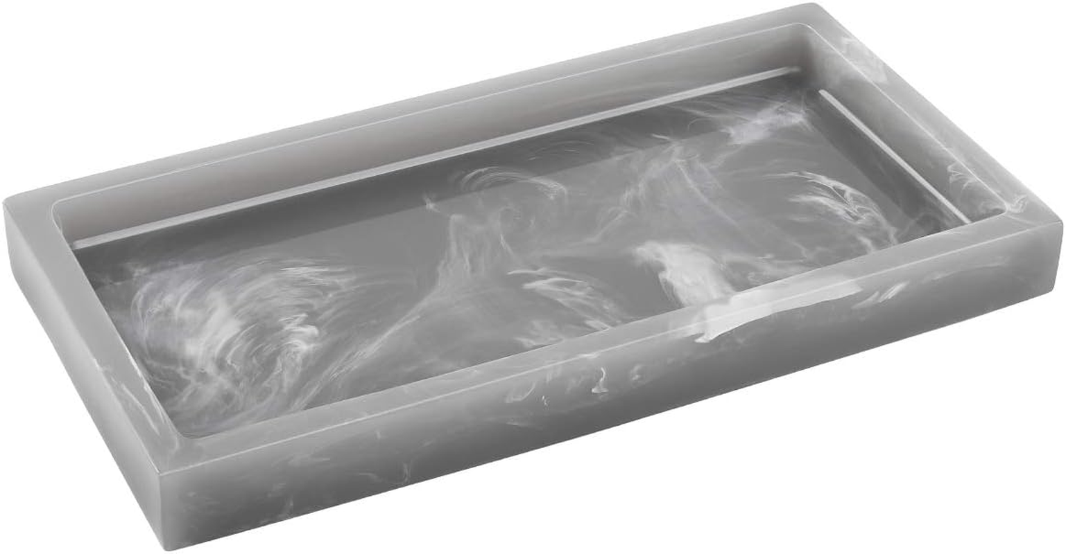 Luxspire Rectangular Non-Slip Resin Bathroom Tray Decorative Tray for Home, Living Room and Bedroom, for Jewelry, Candles and Soap, Size 20 X 10 X 1.8 Cm, Terrazzo