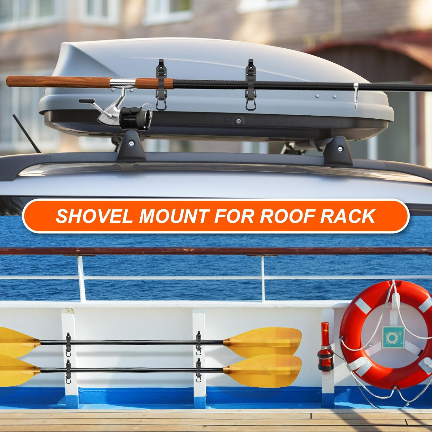 4Pcs Roof Rack Shovel Mount Kit Zinc Alloy Shovel Holder Clamp Metal Axe Holder Wall Mount Set Hammer Holder Bracket Clamp with Screws Quick Release for Shovel Axe(Black) - Black image number 2