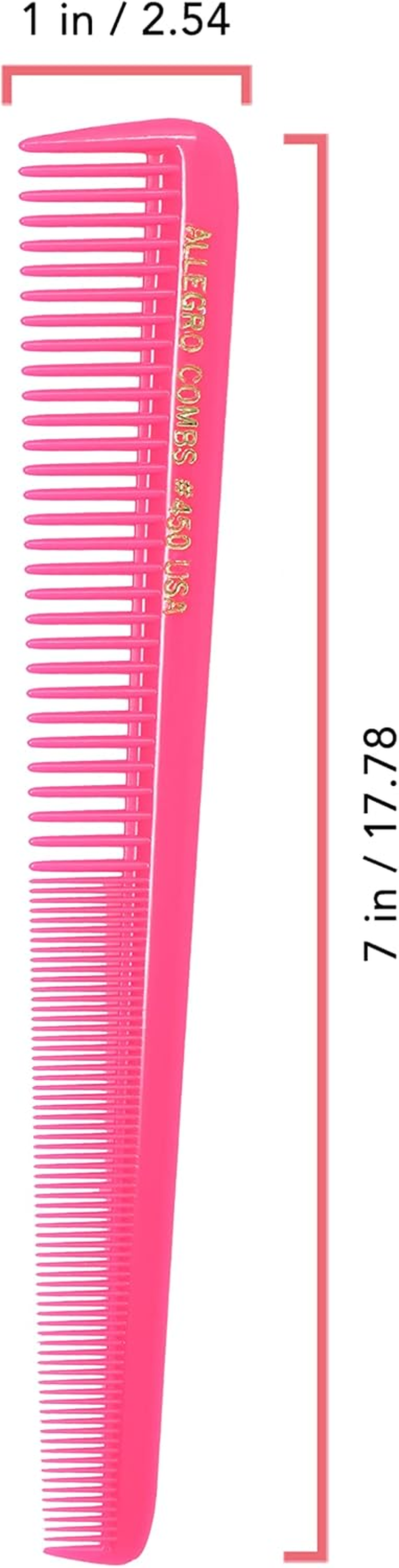 Allegro Combs 450 Tapered Hair Combs Barber Combs Hair Cutting Combs Hairstylist Combs Women'S Combs Men'S Pocket Combs 12 Pcs. (NEON PINK) image number 6