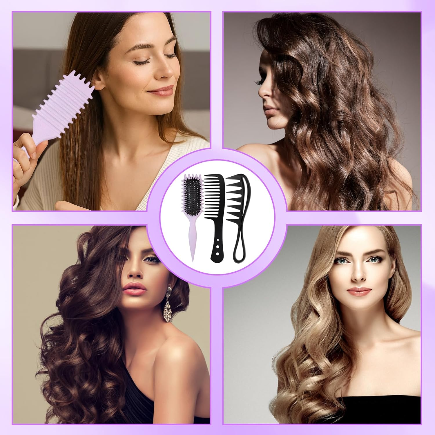 3-Piece Curling Brush, Curl Comb Set with Coarse Comb and Brush for Curls, Ideal for Travel and Salon, Suitable for Daily Hair Styling and Hair Care Products image number 6