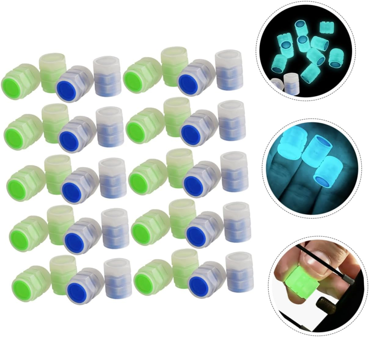 40Pcs Glowing Bike Valve Caps Tire Valve Stem Covers Car Tyre Caps for Clean Night Visibility image number 5