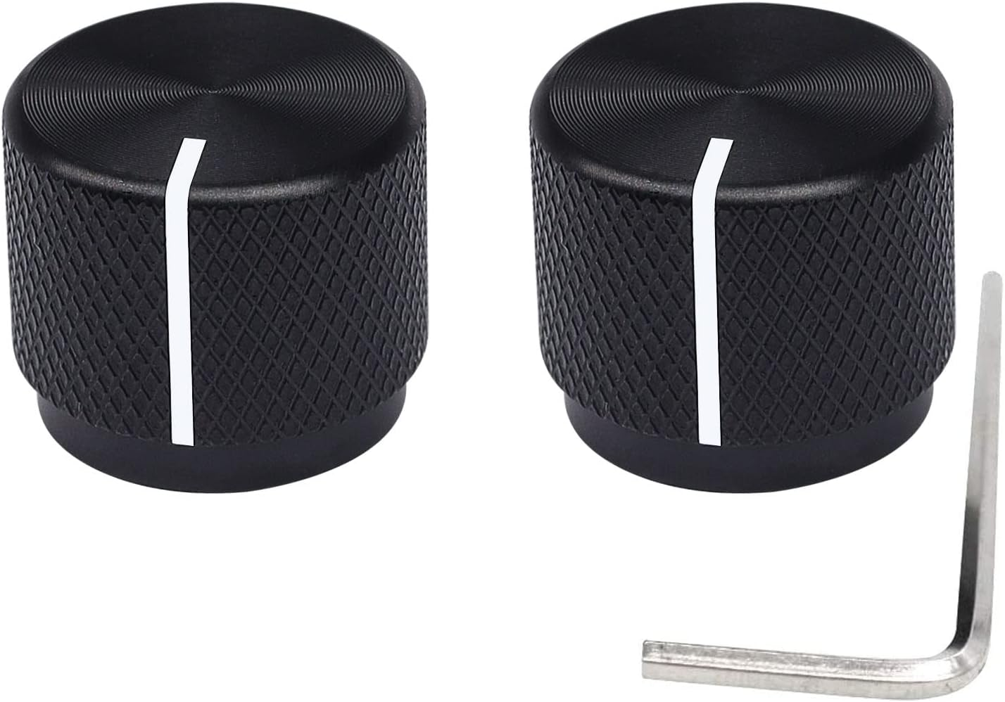 Taiss / 2Pcs Black Aluminum Rotary Electronic Control Potentiometer Knob for 6 Mm Diameter Shaft, Volume Control Knob, Audio Knob, Guitar Knob，Switch Knob, 20Mm Dia. X 17Mm Height image number 1