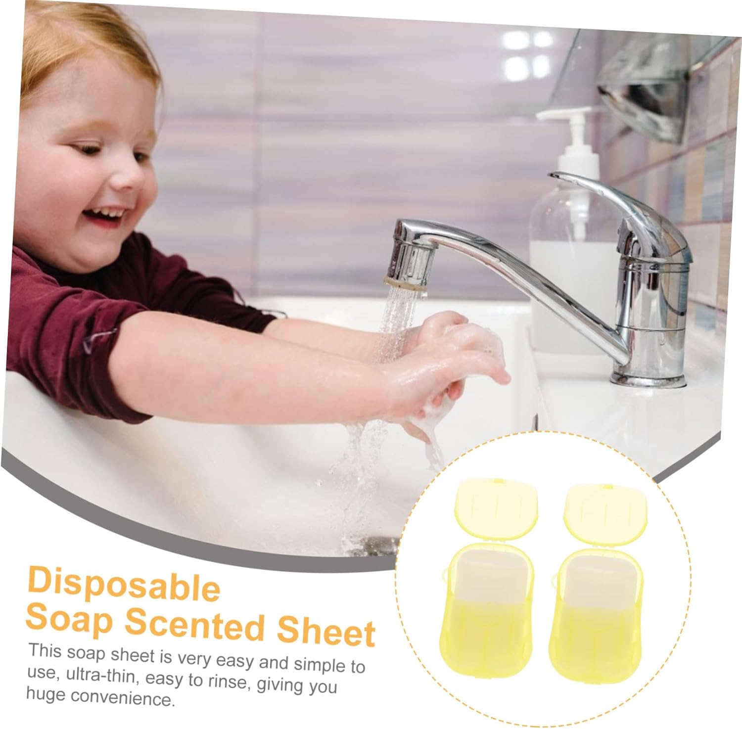 GAROZATION Portable Soap Portable Scented Soap Paper Travel Soap Paper Plastic Pink image number 3