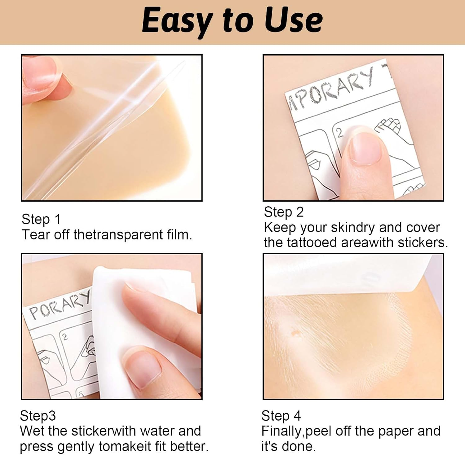 Vymoreon 10PCS Natural Looking Invisible Waterproof Tattoo Cover up Patch, Tattoo Paper, Body Concealer Makeup Sticker (Natural) - Natural image number 2