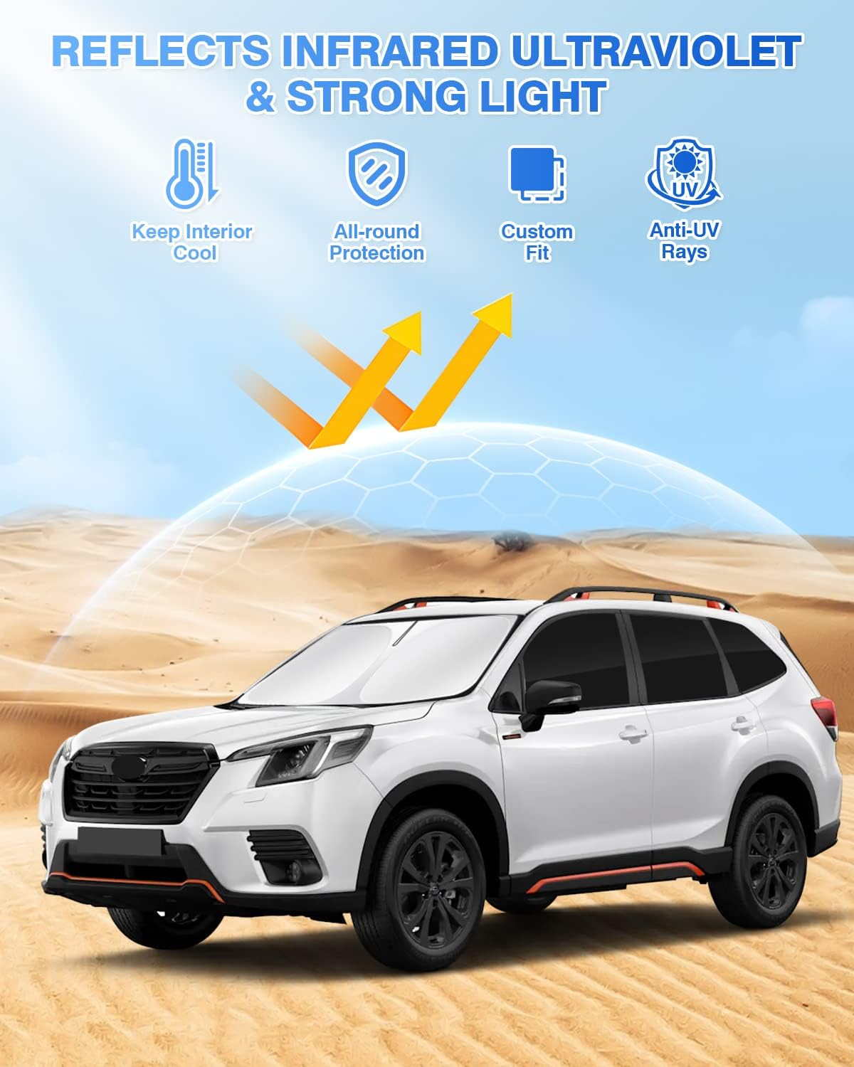 Canvcle Sunshades for 2019-2023 2024 Subaru Forester Accessories Windshield Sun Shade Side Rear Window Shade Cover Sun Visor Shield Privacy Protection Keep Vehicle Cool Black 8PCS image number 2