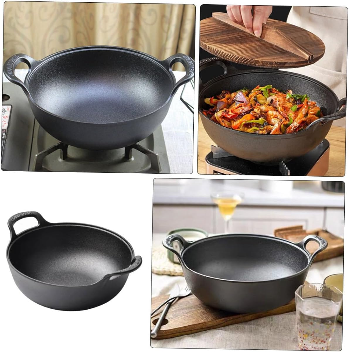 Alipis Cast Iron Saucepan - No Coating Non-Stick Stew Pot - Cooking Skillet for Stovetop and Oven Use - 2.5L Capacity image number 2