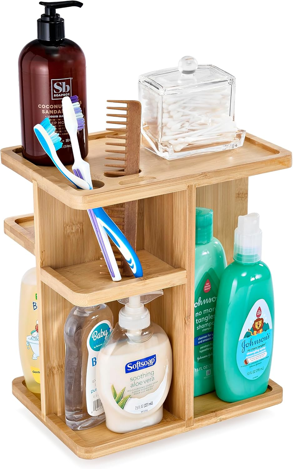 Sorbus 360&deg; Makeup Organizer - Bamboo Wood Make up Storage Carousel for Cosmetics, Skin Care Rotating Makeup Organizer for Vanity, Bathroom Storage image number 4