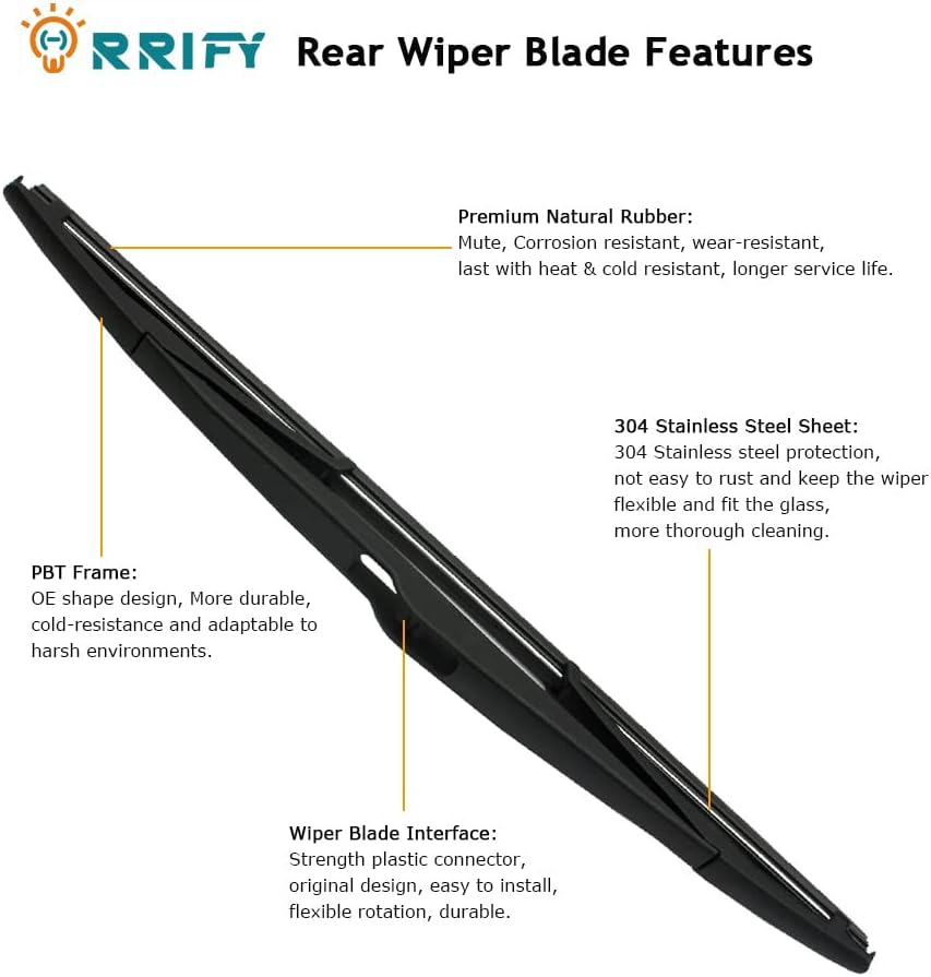 ORRIFY Rear Wiper Arm Blade Set for BMW X3 E83 2003-2010 SUV Rear Windshield Window Wiper Kit, Automotive Replacement Parts, Replaces OE: 61623400708 image number 5