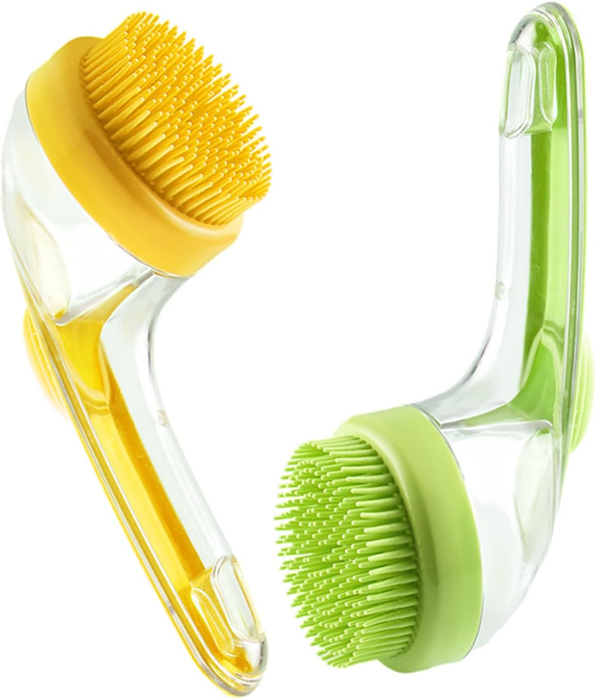 Yeanifeana Pet Bath Brush with Soap Dispenser, 2-In-1 Silicone Dog Cat Bathing Tool, Long Handle Soft Massage Grooming Brush for Dogs Cats Bath Tim (Green) image number 3