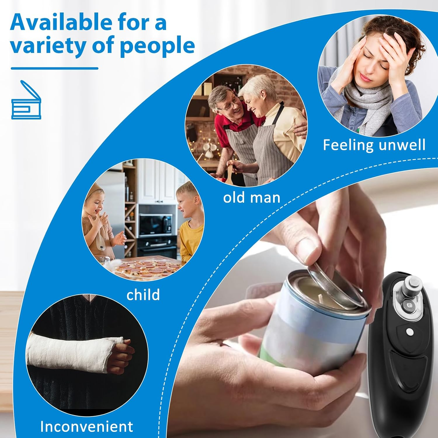 Electric Can Opener with Less Effort to Open Portable Automatic Electric Can Opener Battery Operated for Seniors Arthritis Patients and Chefs image number 4
