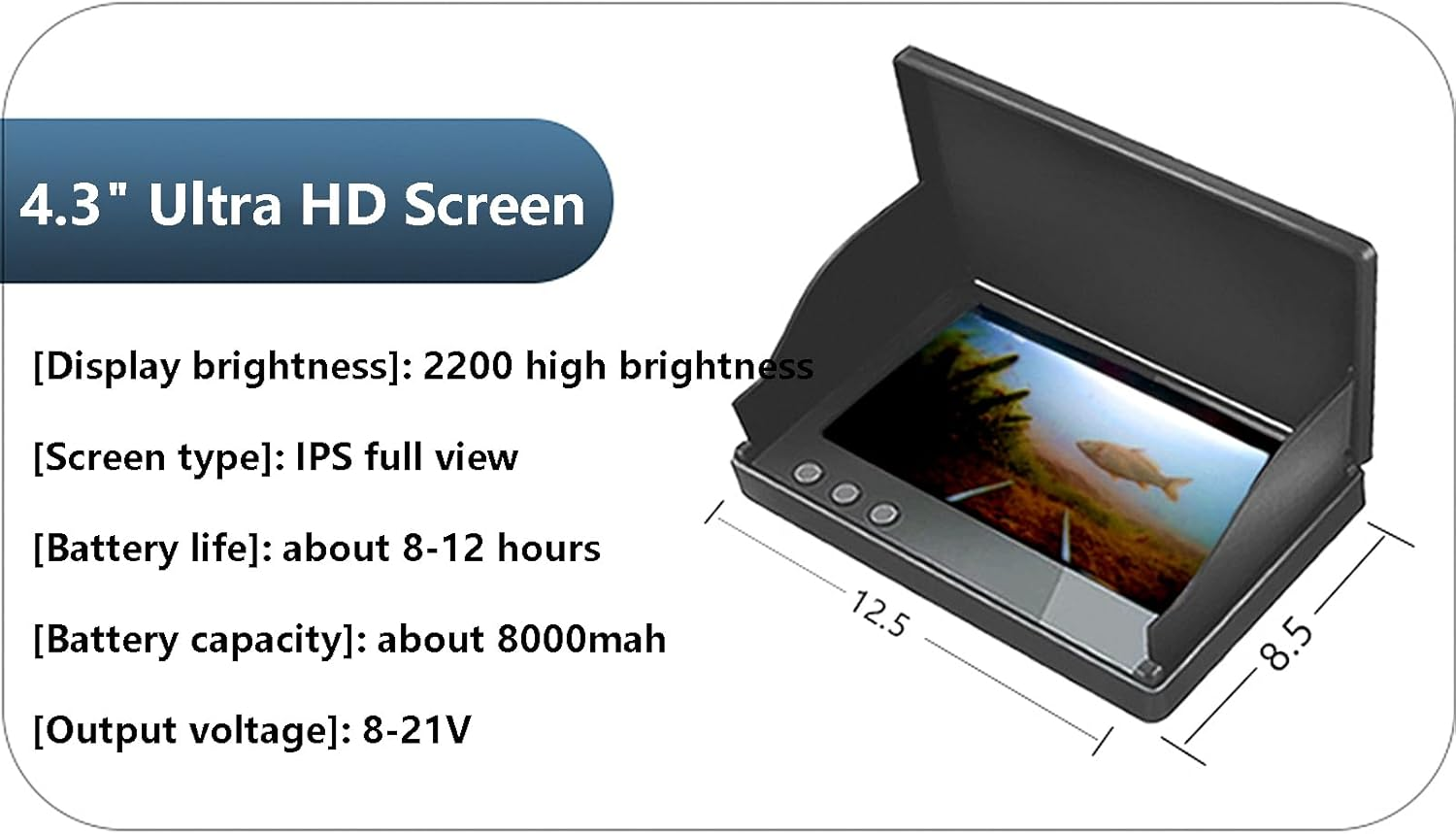 Lvpradior Underwater Fishing Camera, Portable IR Fish Finder Camera, HD 1080P, IP68 Waterproof Ice Fishing Camera 220&deg; Ultra Wide Angle Lens with Carrying Case for Lake Boat Sea Ice Fishing(20M) image number 6