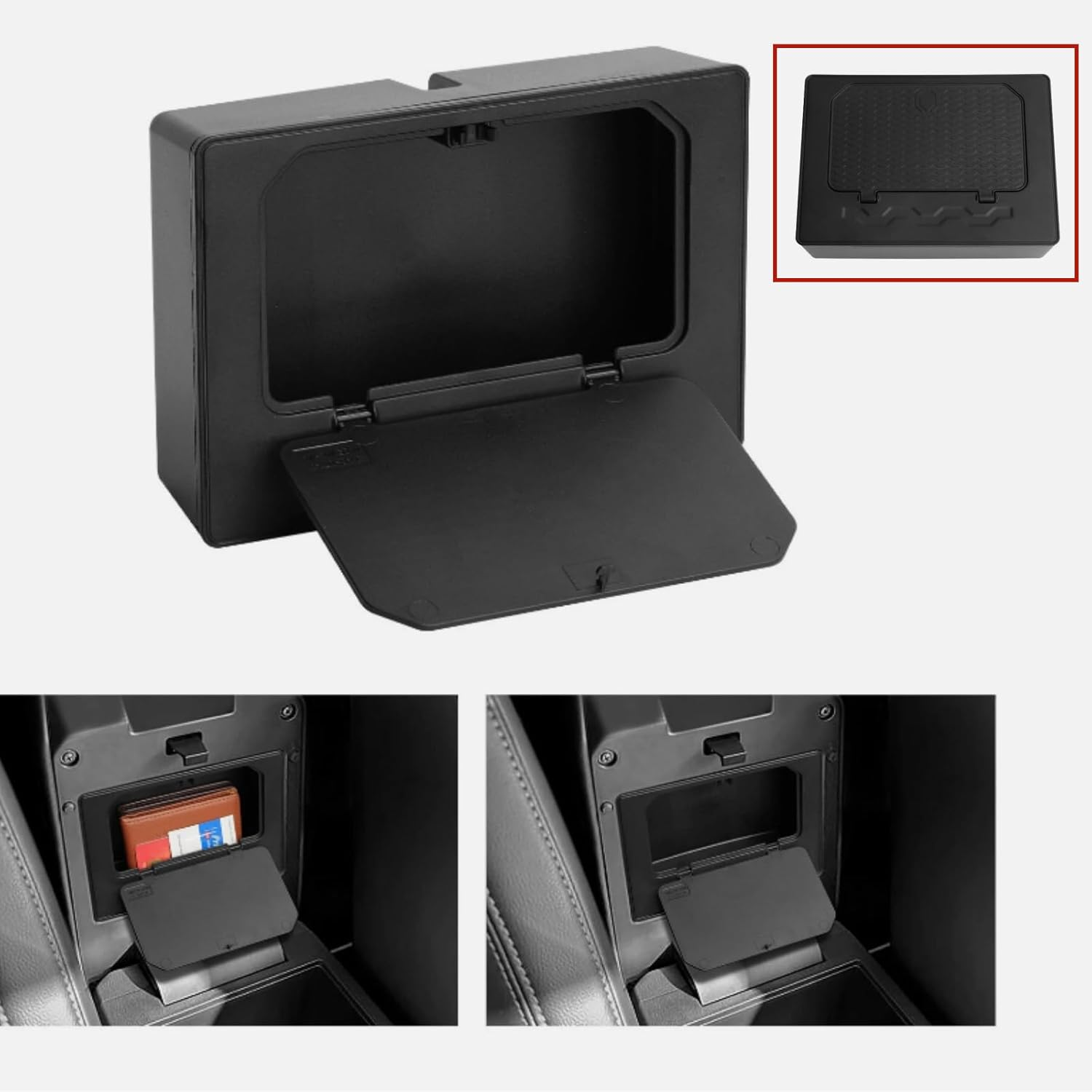 ABS Plastic Center Console Privacy Organizer Compatible with Mitsubishi L200/Triton 2024 2025 Armrest Box Hidden Storage Tray Accessories