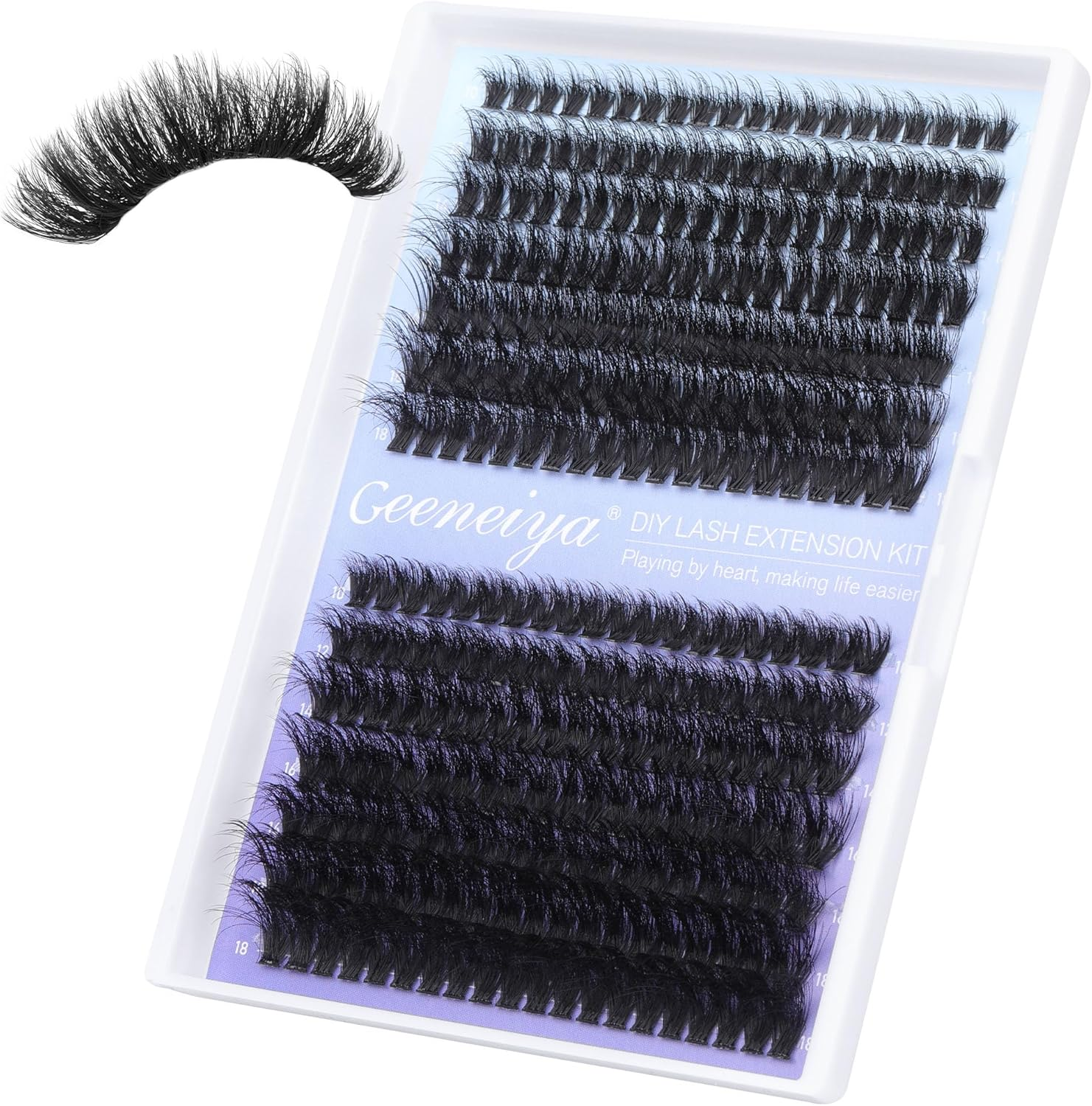 Geeneiya Eyelash Clusters Fluffy Lash Extension Mink Thick Cluster Eyelash Extensions 10-18MM Cluster Lashes Individual Fluffy Fake Eyelashes, Not Kit (0.07D, 60P+80P, 280Pcs) image number 5