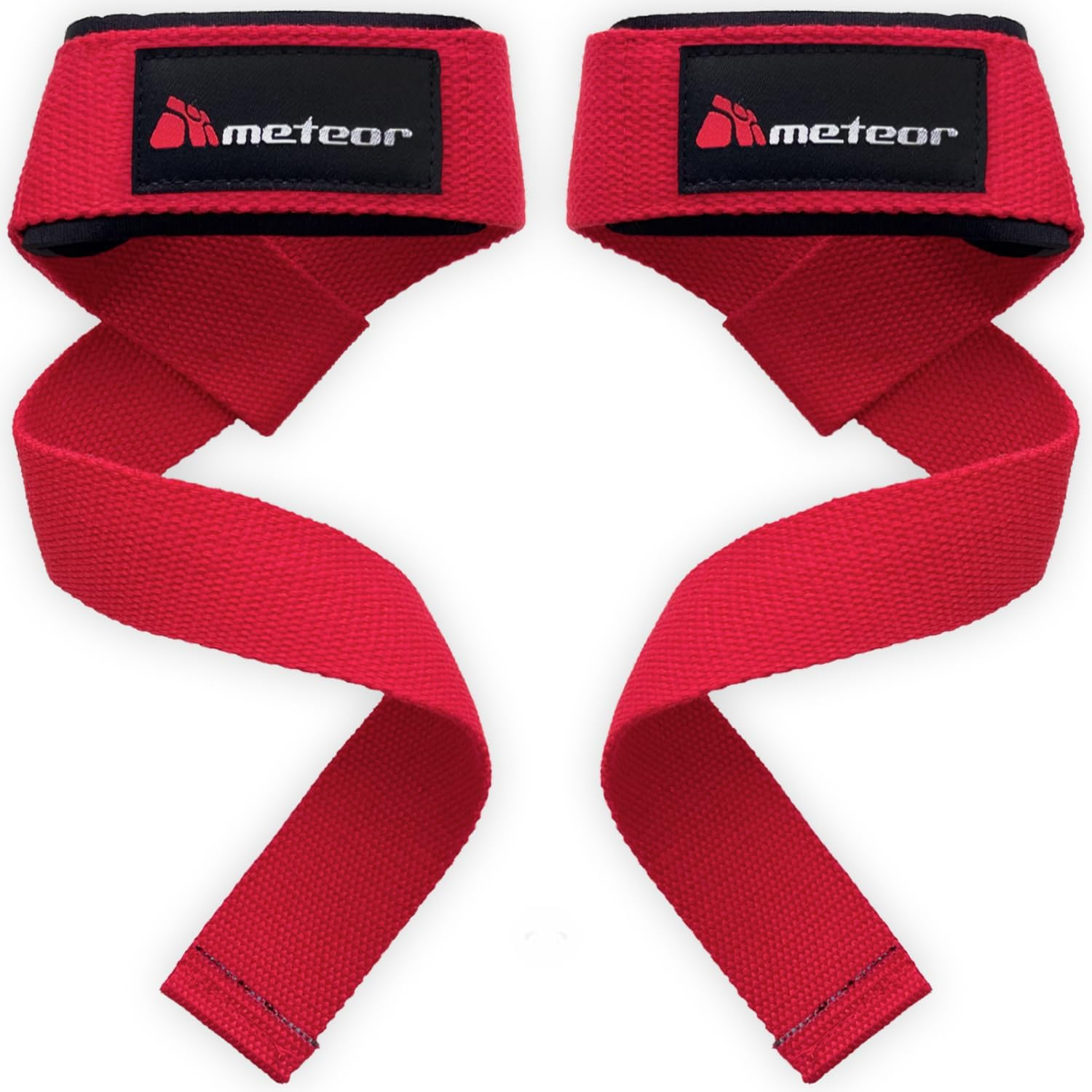 METEOR Weightlifting Straps for Grip and Stability, 60Cm Cotton Blelnd Wrist Straps, Lifting Straps, Weight Straps with Soft Padding for Deadlifts, Powerlifting, and Gym Workouts