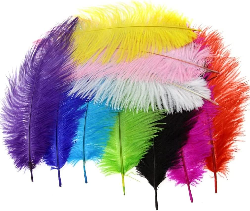 10Pcs Fluffy Ostrich Artificial Feathers Arts Crafts Mixed Colors (4"-6" Length), DIY Decoration for Wedding Centerpieces, Festival Party image number 3