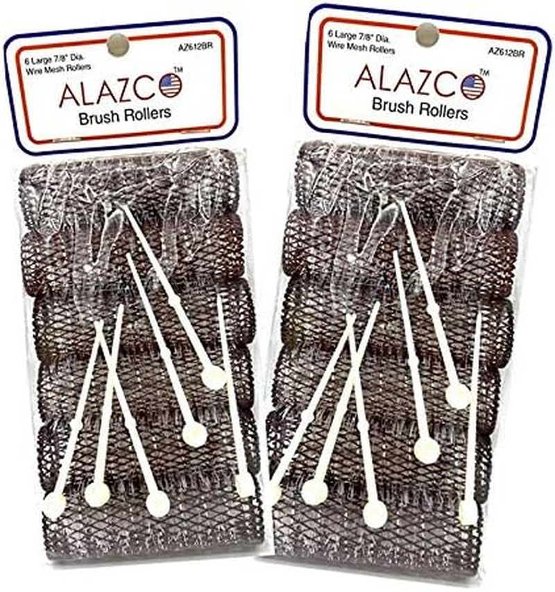 12 Pc Vintage Style Hair Rollers BRUSH ROLLERS & 12 PINS - Mesh Hair Curlers with Bristles 3"X 7/8" (12 Large Rollers & Pins) image number 4
