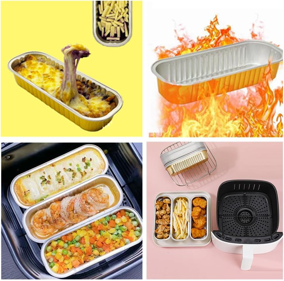 Mini Cake Pans, Cuicanfla 50 Pack Mini Golden Loaf Pans with Lids, Rectangular Aluminum Foil Baking Pans, Cupcake Containers Wrappers Cheesecake Creme Brulee Ramekins, for Home Picnic Party image number 4