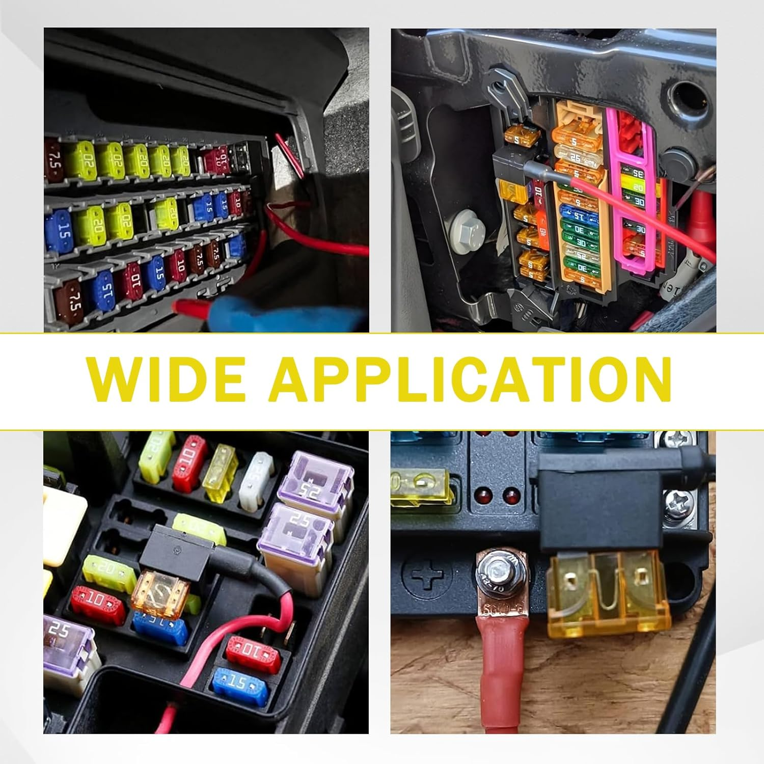 12 Pack 12V Add-A-Circuit Adapter and Fuse Kit, Standard Mini Micro2 and Low Profile Taps with Fuse for Cars Trucks Boats image number 4