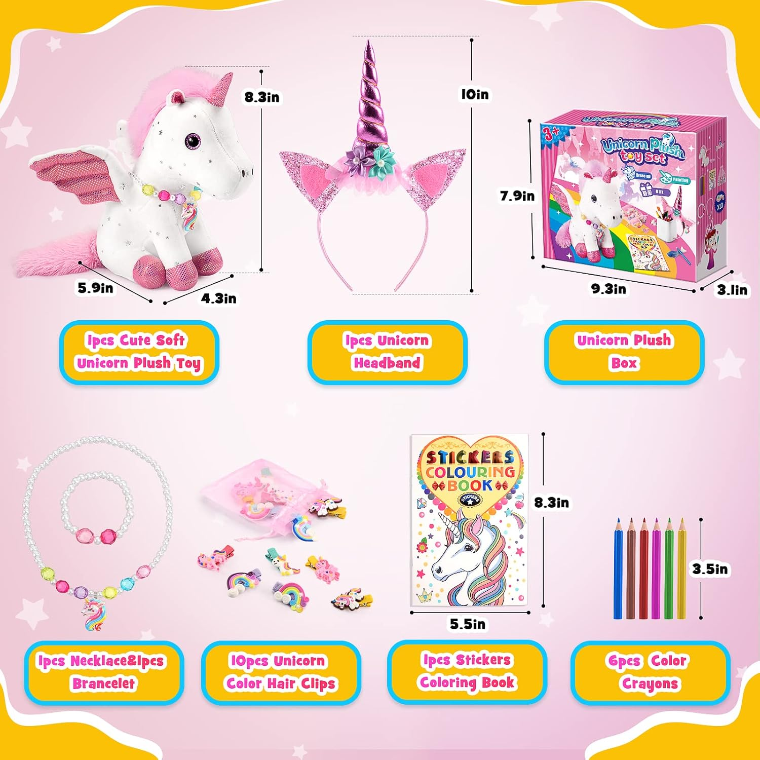 Gifts for 3-8 Year Old Girls, Vingtank Unicorn Toys for Girls Age 3 4 5 6 Stuffed Animal Unicorn Headband Birthday Decorations Girl Toys Age 3 4 5 6 7 8 Christmas Plush Gifts for Toddler Girl image number 5
