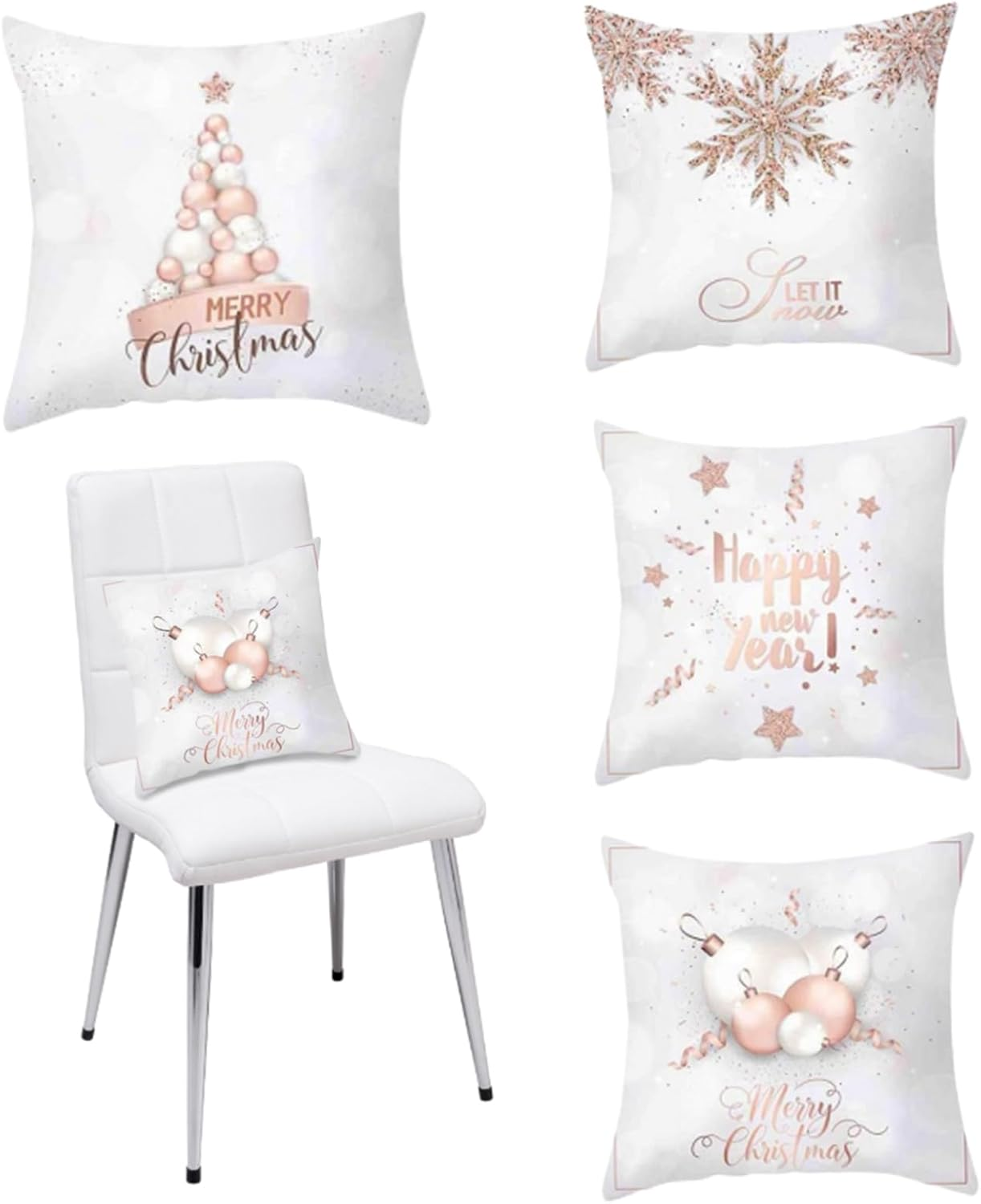 Christmas Pillow Covers 18 X 18 Inch 4PCS Decorative Christmas Cushion Cover Snowflake Xmas Tree Pillow Case for Sofa Couch Car Winter Christmas Homer Decor NO Inserts Xmas Decor image number 1