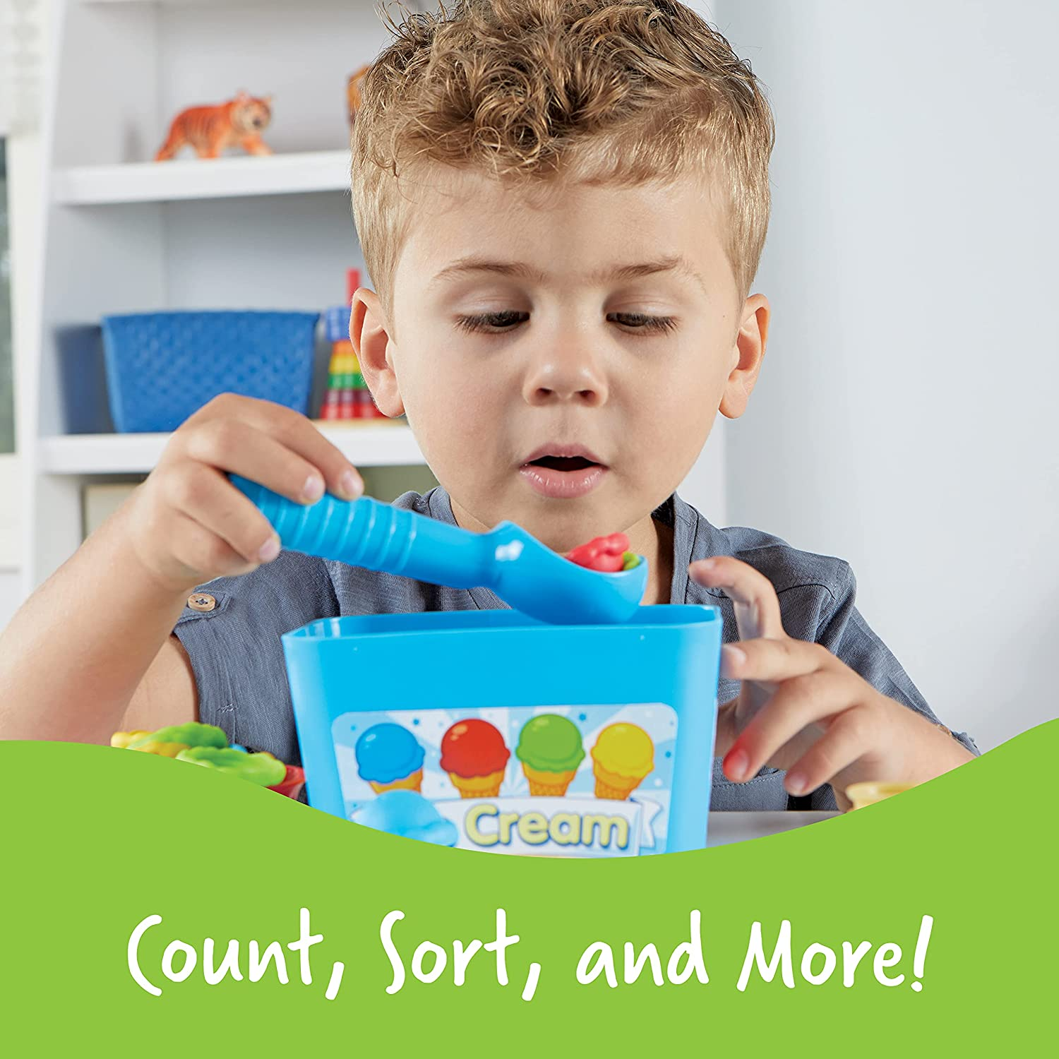 Learning Resources Smart Scoops Math Activity Set, Stacking, Sorting, Early Math Skills, 55 Pieces, Ages 3+