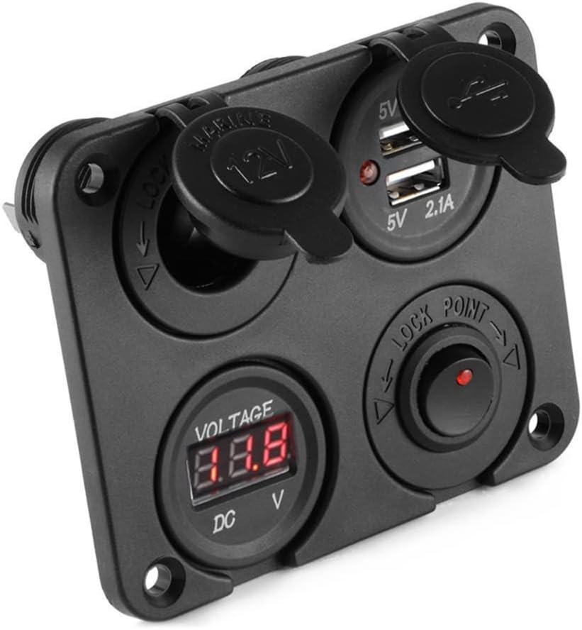 DC 12V-24V Car Boat Socket Dual USB Charger Voltmeter Switch Panel for Vehicle Car Boat Motor Home image number 5