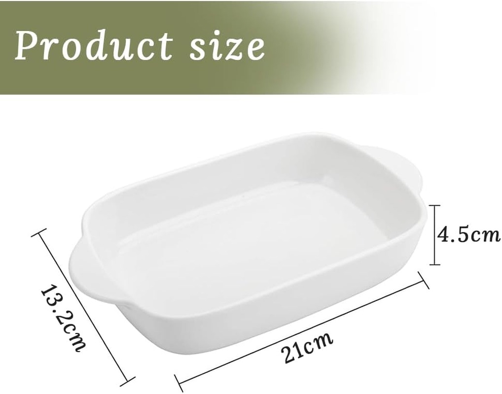 GUDAJIN Four-Piece Bakeware Set, White Ceramic Baking Tray for Daily Baking Cakes, Rectangular Baking Tray with Handles, Suitable for Cooking, Banquets and Kitchens image number 3