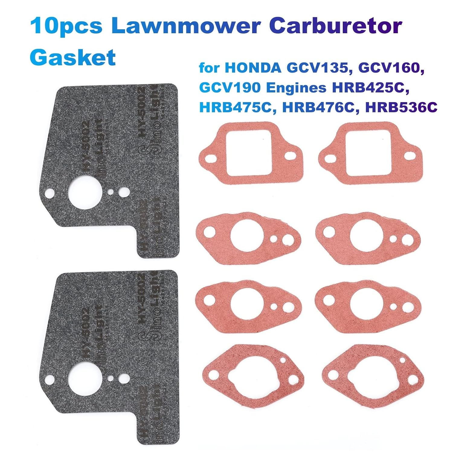 10Pcs Lawnmower Carburetor Gasket for Honda GCV135, GCV160, GCV190 Engines HRB425C, HRB475C, HRB476C, HRB536C (16221883800) image number 5