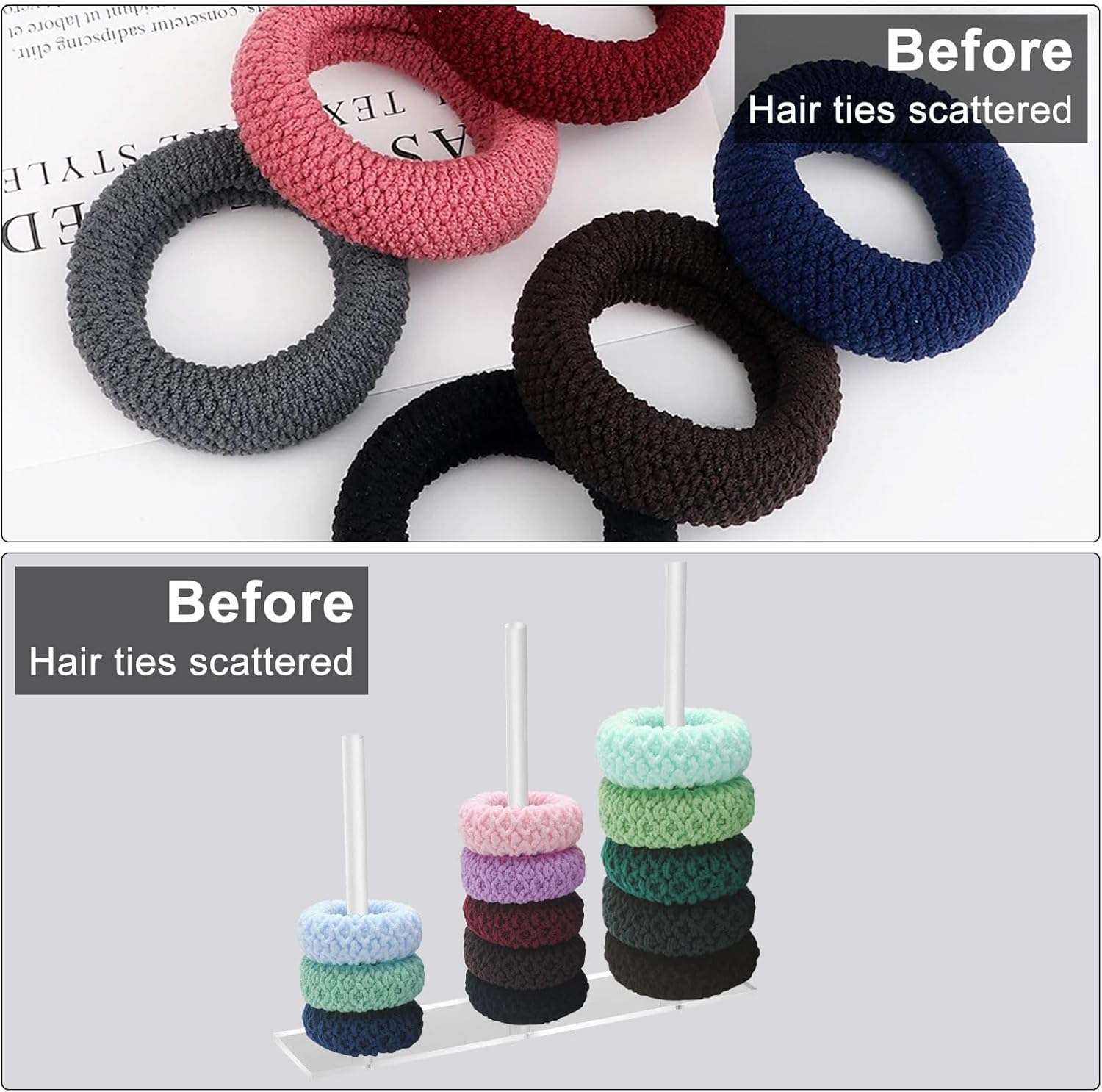 Acrylic Scrunchie Holder Stand Transparent Display Hair Accessories Organiser Clear Hair Tie Organiser Storage Hair Tie Store Scrunchie Holder for Women Teenager Girls Gifts image number 4