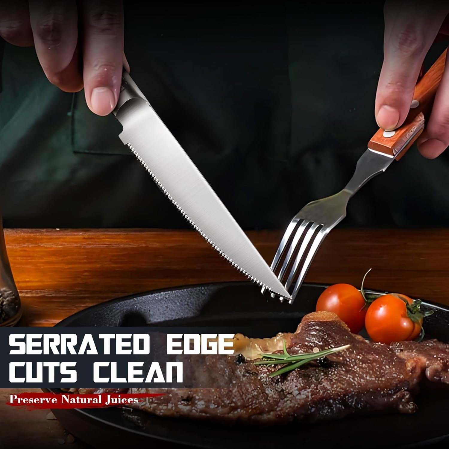 DRAGON RIOT Steak Knife Set 8-Piece Steak Cutlery with Sawtooth Blades Made of Japanese Stainless Steel, Dishwasher Safe Includes Storage Box image number 2