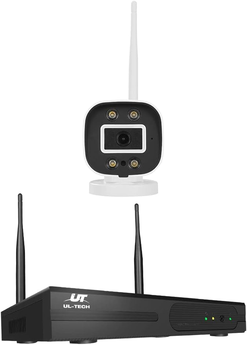 UL-TECH Set of 4 Security Camera, 8 Channel Wireless Surveillance Pet Cameras Hidden CCTV Monitor Wifi Home Safe Outdoor Indoor System, 3Mp Full HD NVR P2P with Built in Ir-Cut White image number 3