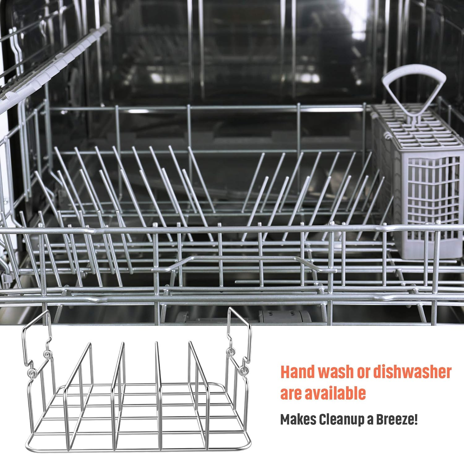 Durable Stainless Steel Rib Rack with a Silicone Oil Brush, BBQ Stand with 2 Handle for Smoker,Oven and Grill, Cook up to 5 Ribs at a Time image number 1