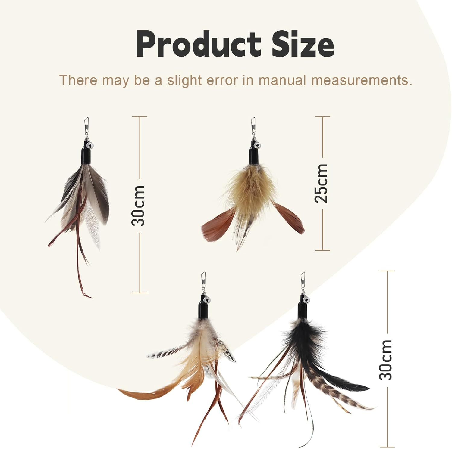 SONGWAY Cat Toy Wand Replacement - 4 Pieces Cat Toys, Cat Feather Toy Refills, Cat Teaser Wand Attachments, Interactive Cat Toys for Indoor Cats 4 Feather Refills - Pink image number 5