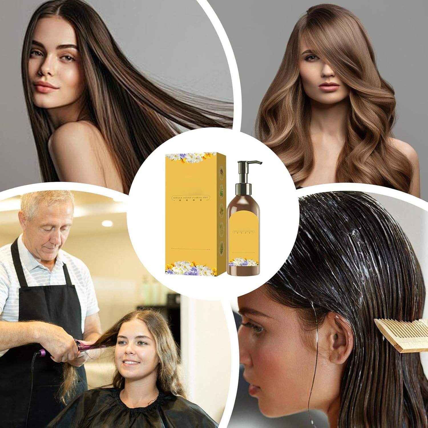 Plant Single Dose Floral Fragrance Dye, 16X4X4Cm Adorable Plant Hair Color Shampoo Coverage, Portable Long Lasting Natural Shampoo for Women, Elderly, Grandma - Black Brown Color image number 4