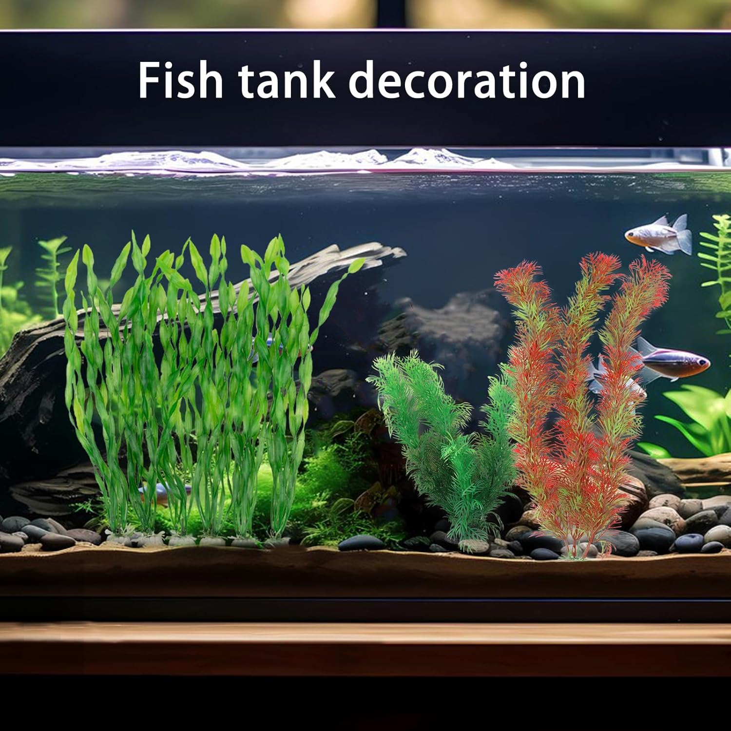 12Pcs Artificial Aquarium Plants Plastic Aquatic Plant Simulation Water Plants Decor Fish Tank Decorations Accessories image number 1