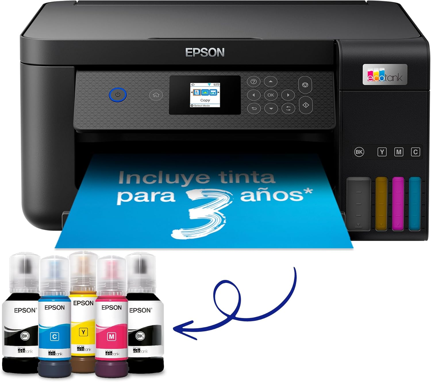 Epson Ecotank ET-2810 A4 Multi-Function Wi-Fi Ink Tank Printer with an Included Stock of Inks up to 3 Years