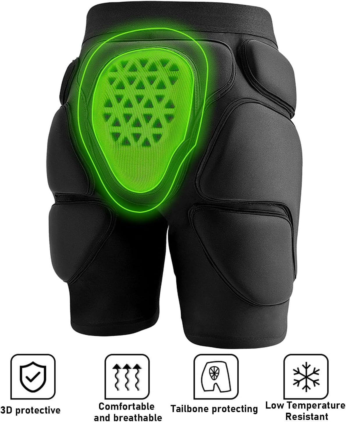 3D Protective Padded Shorts, Skiing Skating Tailbone Hip Butt Pad, Impact Crash Pants Shorts for Ice Figure Roller Skating Skateboarding Skiing Snowboarding, for Women Men image number 6