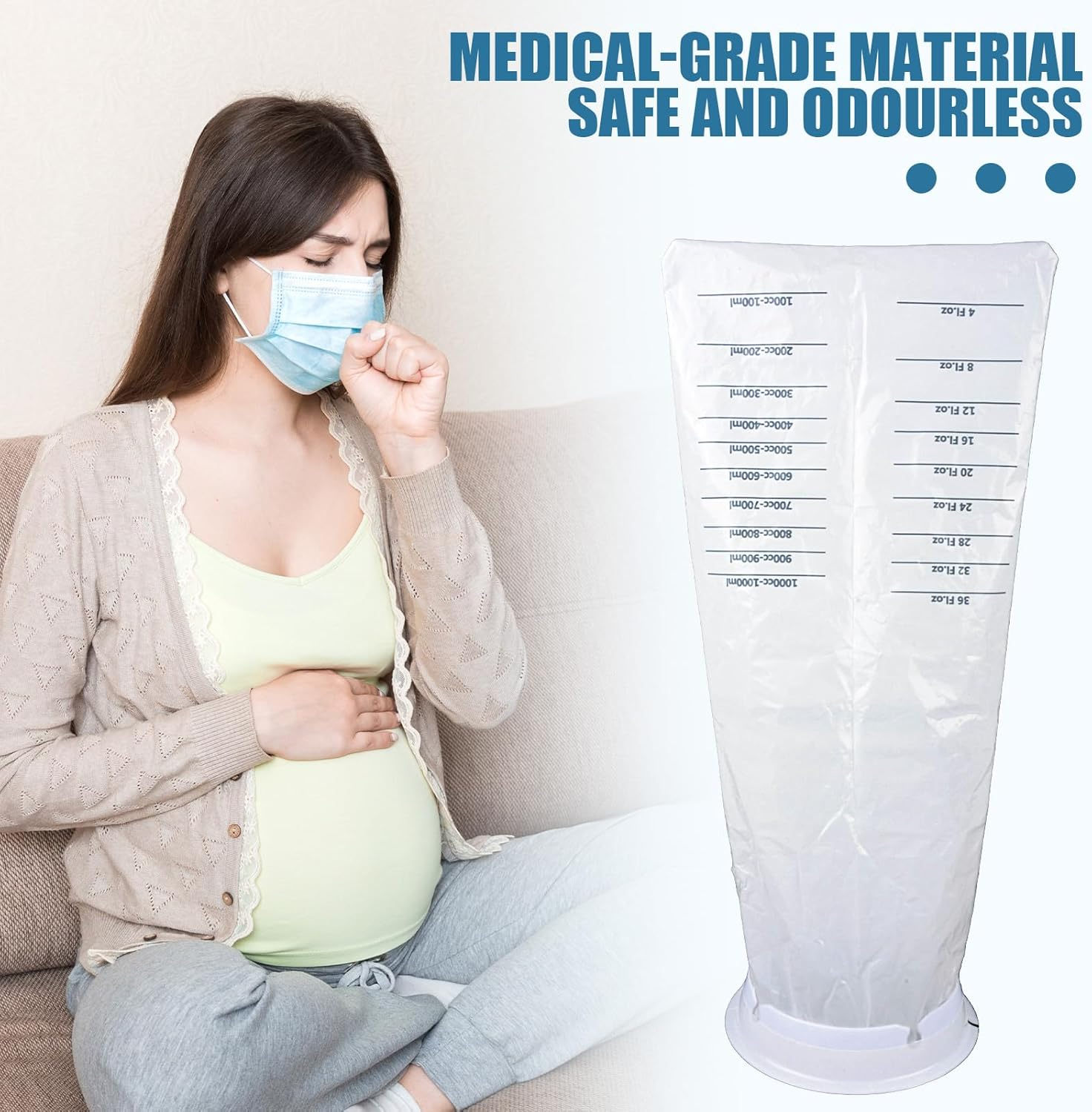 25 Pcs Disposable Vomit Bags for Motion Sickness Car Travel Pregnancy and Kids Emergency Use 1000Ml Capacity Ideal for Chemo and Car Sickness Perfect for Home School and Daycare Must Have Essentials(White) image number 2