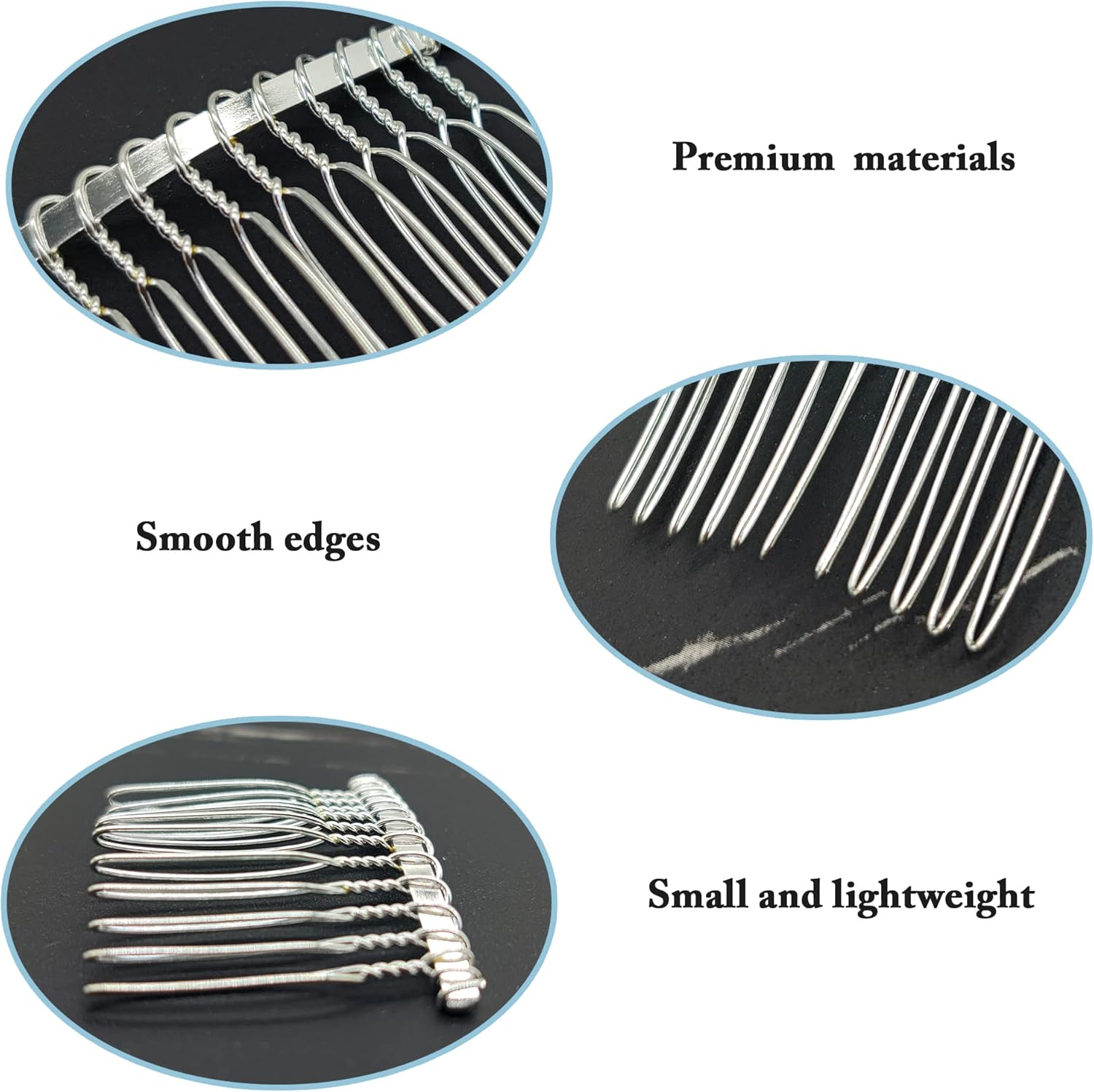 DIY Bridal Wedding Comb Hair Comb Wedding Hair Combs with 12 Teeth Silver Colour Comb for Veil Hair Comb Made of Metal for Bridal Jewellery, Bridal Veil, Decorative Headpiece Accessories (Silver) image number 5
